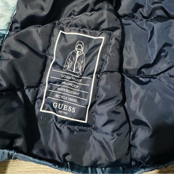 Guess Men Puffer Water Resistant Down proof Windproof Blue Jacket Size M - Picture 11 of 17
